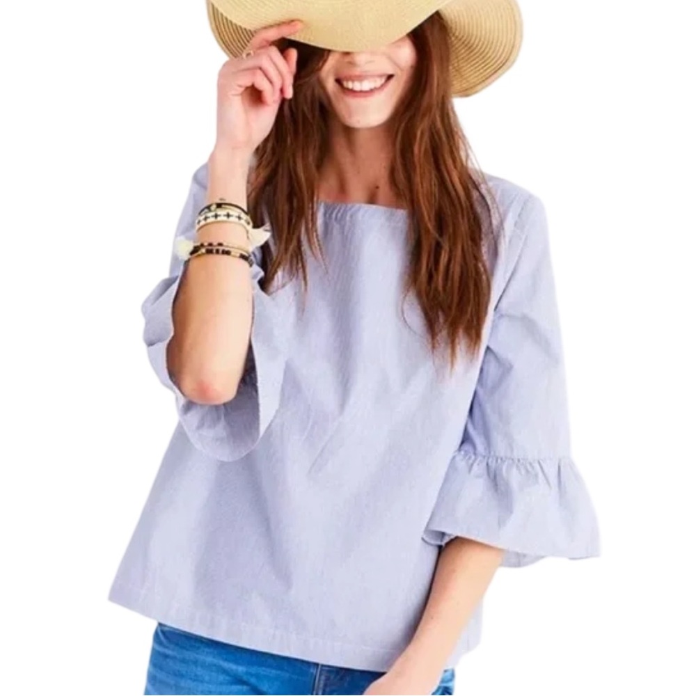 Madewell Blue & White Stripe Bell Sleeve Top